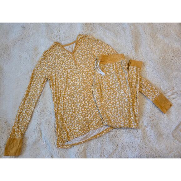 Little Sleepies Womens golden Poppies Bamboo Pajama Set size XS - Picture 1 of 6
